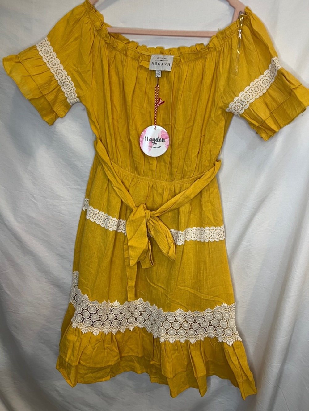 Hayden Yellow Ruffled Neckline Blouse 100% Cotton NWT